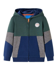 Sweatshirt à capuche avec fermeture éclair pour enfants vert foncé 92 | Mobilier & Déco