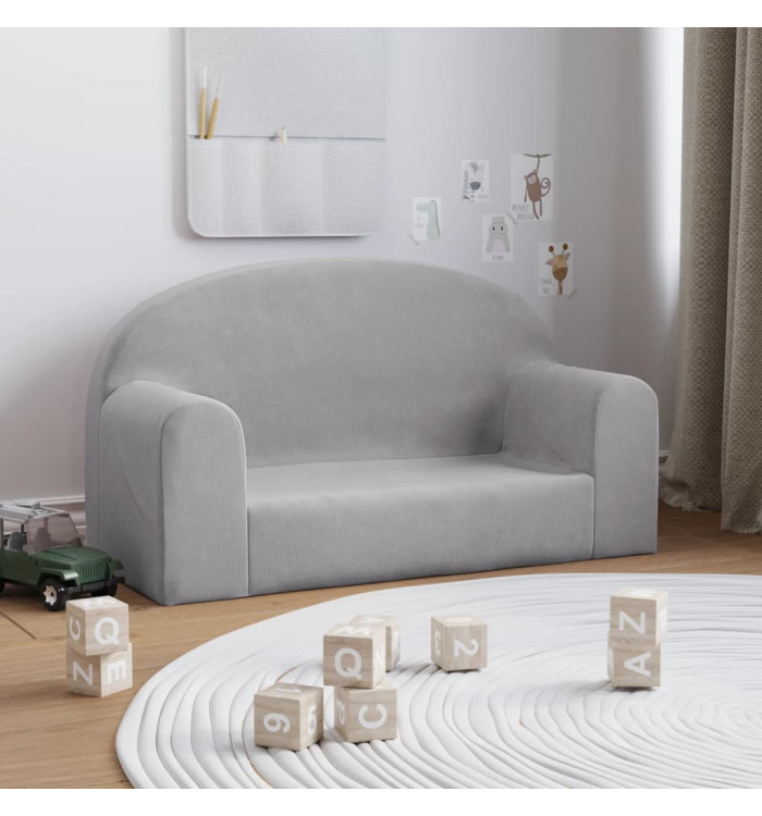 Canapé pour enfants 2 places gris clair peluche douce | Mobilier & Déco