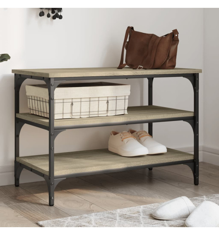 Banc à chaussures chêne sonoma 70x38,5x49 cm bois d'ingénierie | Mobilier & Déco