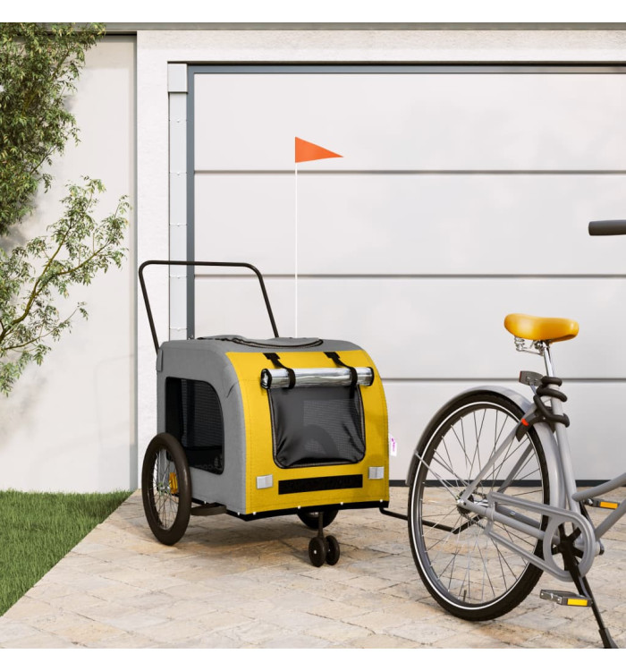 Remorque de vélo pour animaux de compagnie jaune et gris | Mobilier & Déco