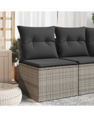 Canapé de jardin sans accoudoirs coussins gris résine tressée | Mobilier & Déco