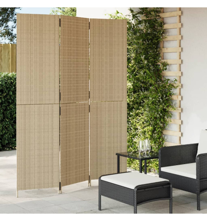 Cloison de séparation 3 panneaux beige résine tressée | Mobilier & Déco