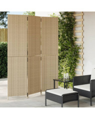 Cloison de séparation 3 panneaux beige résine tressée | Mobilier & Déco