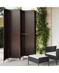 Cloison de séparation 5 panneaux marron résine tressée | Mobilier & Déco