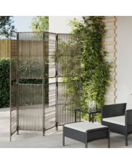 Cloison de séparation 4 panneaux gris résine tressée | Mobilier & Déco