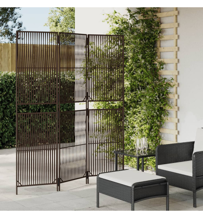 Cloison de séparation 3 panneaux marron résine tressée | Mobilier & Déco