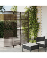 Cloison de séparation 3 panneaux marron résine tressée | Mobilier & Déco