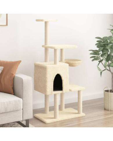 Arbre à chat avec griffoirs en sisal Crème 131 cm | Mobilier & Déco