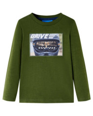 T-shirt enfants à manches longues kaki foncé 92 | Mobilier & Déco