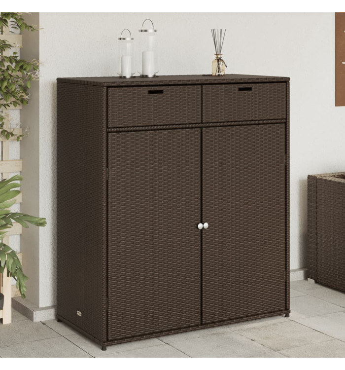 Armoire de rangement jardin marron 105x55x113 cm résine tressée | Mobilier & Déco