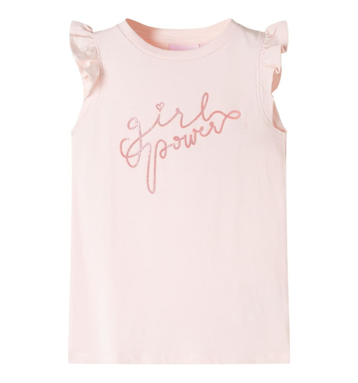T-shirt enfants avec manches à volants rose pâle 140 | Mobilier & Déco
