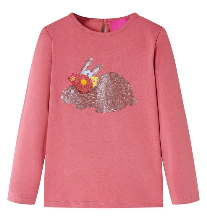 T-shirt enfants à manches longues rose vieux 128 | Mobilier & Déco