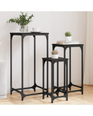 Tables d’appoint gigognes 3 pcs noir bois d'ingénierie | Mobilier & Déco
