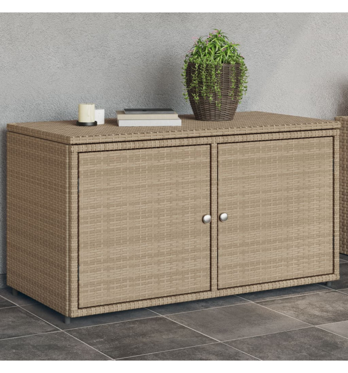 Armoire de rangement jardin beige 110x55x60,5 cm résine tressée | Mobilier & Déco