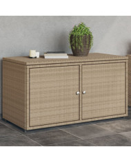 Armoire de rangement jardin beige 110x55x60,5 cm résine tressée | Mobilier & Déco