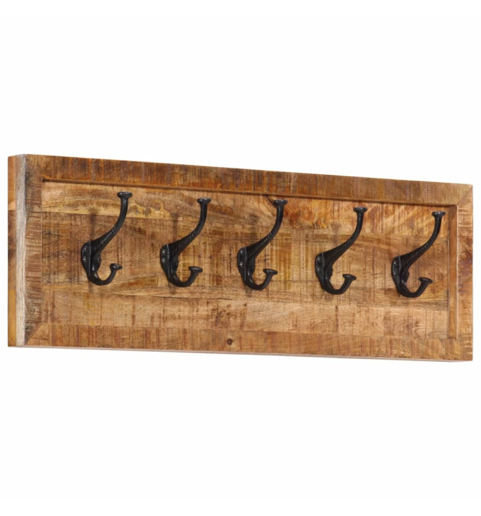 Porte-manteau mural avec 5 crochets bois de manguier massif | Mobilier & Déco