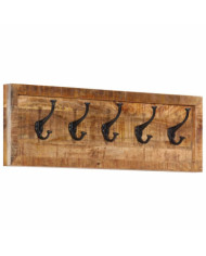 Porte-manteau mural avec 5 crochets bois de manguier massif | Mobilier & Déco