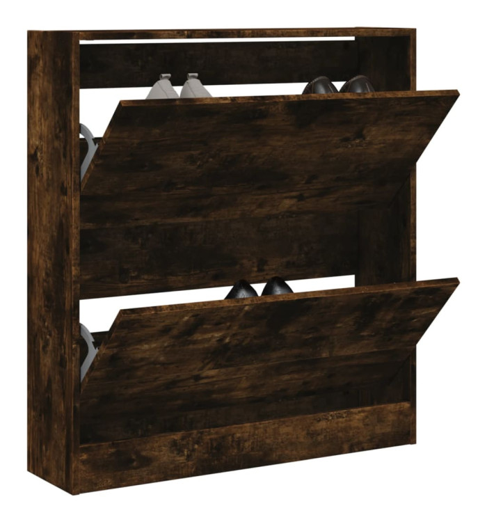 Armoire à chaussures chêne fumé 80x21x87,5 cm bois ingénierie | Mobilier & Déco