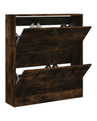 Armoire à chaussures chêne fumé 80x21x87,5 cm bois ingénierie | Mobilier & Déco
