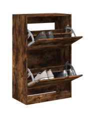 Armoire à chaussures chêne fumé 60x34x96,5 cm bois d'ingénierie | Mobilier & Déco