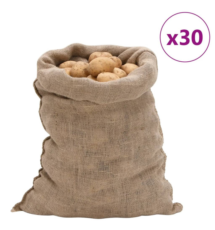 Sacs en jute 30 pcs 60x105 cm 100 % jute 220 g/m² | Mobilier & Déco