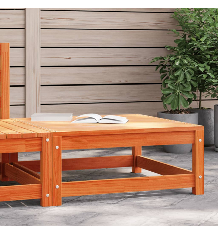 Repose-pied de jardin cire marron 70x70x30cm bois de pin massif | Mobilier & Déco