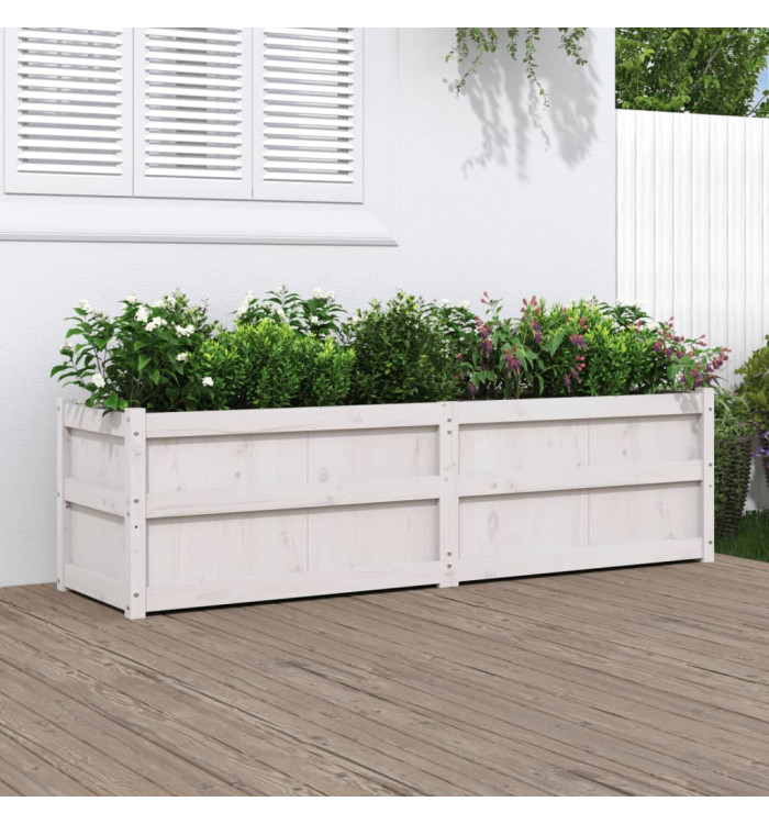 Jardinière blanc 180x50x50 cm bois de pin massif | Mobilier & Déco