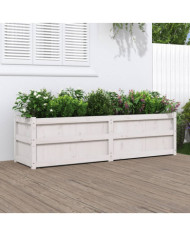 Jardinière blanc 180x50x50 cm bois de pin massif | Mobilier & Déco