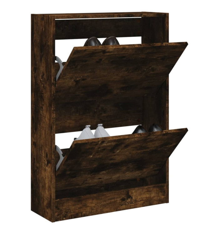 Armoire à chaussures chêne fumé 60x21x87,5 cm bois d'ingénierie | Mobilier & Déco