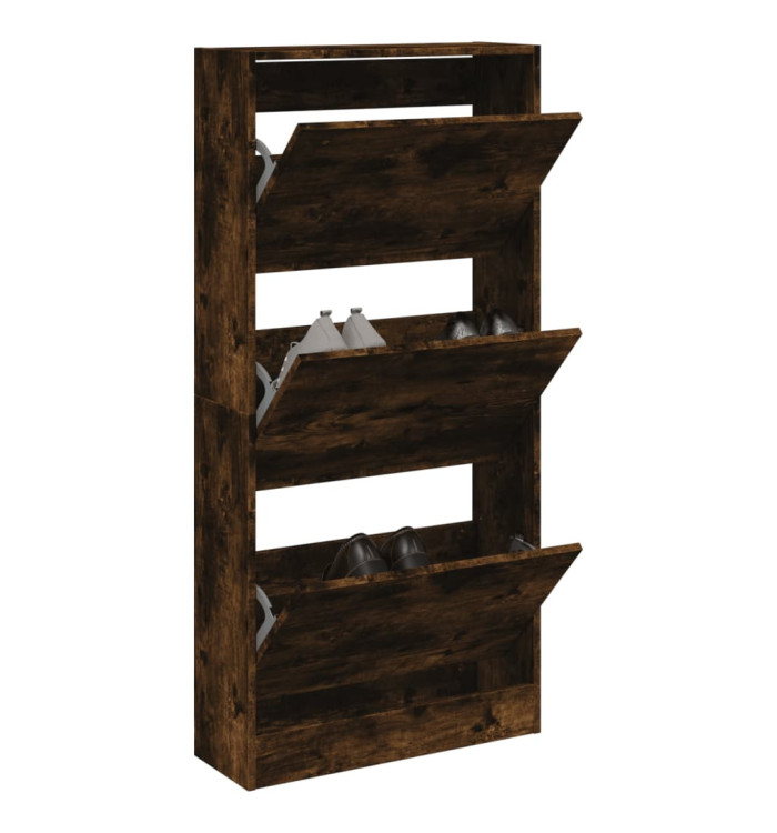 Armoire à chaussures chêne fumé 60x21x125,5 cm bois ingénierie | Mobilier & Déco