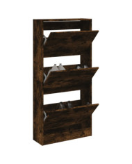 Armoire à chaussures chêne fumé 60x21x125,5 cm bois ingénierie | Mobilier & Déco