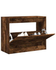 Armoire à chaussures chêne fumé 80x34x63 cm bois d'ingénierie | Mobilier & Déco