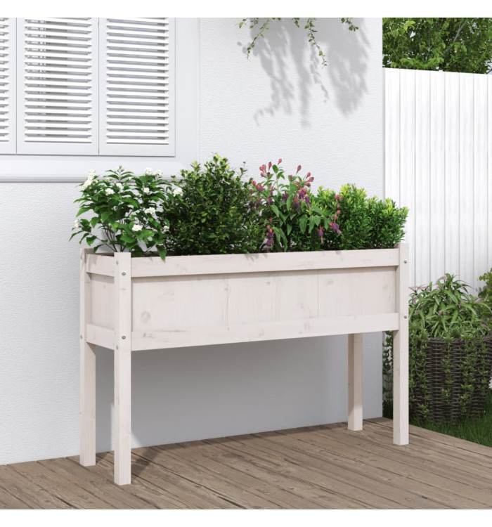 Jardinières avec pieds blanc 110x31x70 cm bois de pin massif | Mobilier & Déco