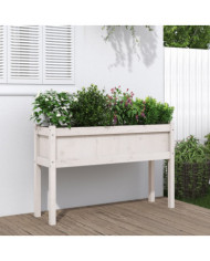 Jardinières avec pieds blanc 110x31x70 cm bois de pin massif | Mobilier & Déco