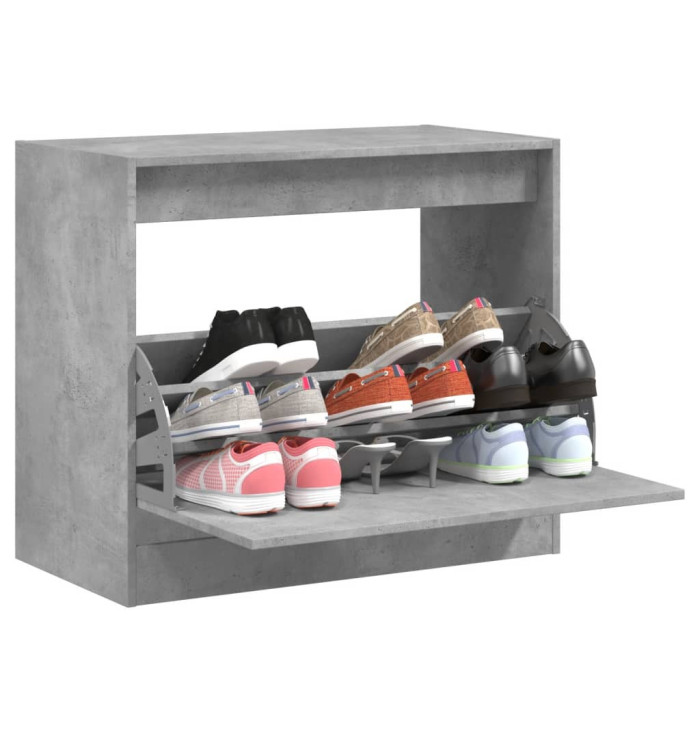 Armoire à chaussures gris béton 80x42x69 cm bois d'ingénierie | Mobilier & Déco