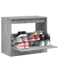 Armoire à chaussures gris béton 80x42x69 cm bois d'ingénierie | Mobilier & Déco