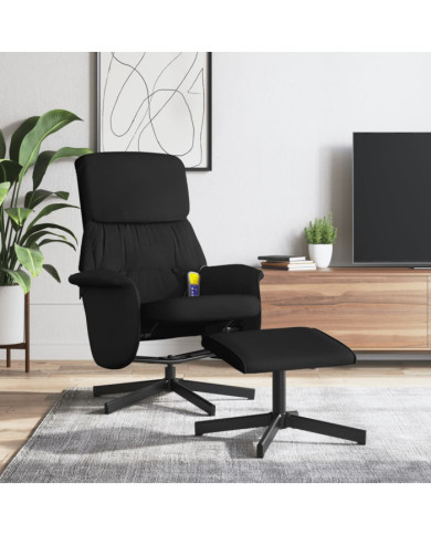Fauteuil de massage inclinable avec repose-pied noir tissu | Mobilier & Déco