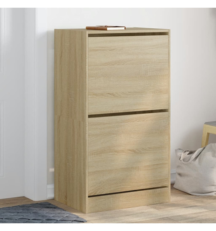 Armoire à chaussures 2 tiroirs rabattables chêne sonoma | Mobilier & Déco