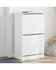 Armoire à chaussures 2 tiroirs rabattables blanc 60x42x108 cm | Mobilier & Déco