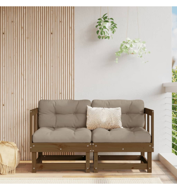 Canapés d'angle de jardin 2 pcs marron miel bois de pin solide | Mobilier & Déco
