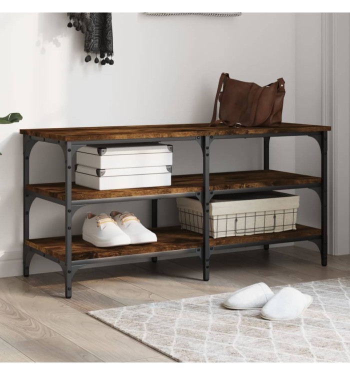 Banc à chaussures chêne fumé 100x38,5x49 cm bois d'ingénierie | Mobilier & Déco