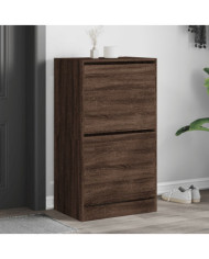 Armoire à chaussures 2 tiroirs rabattables chêne marron | Mobilier & Déco