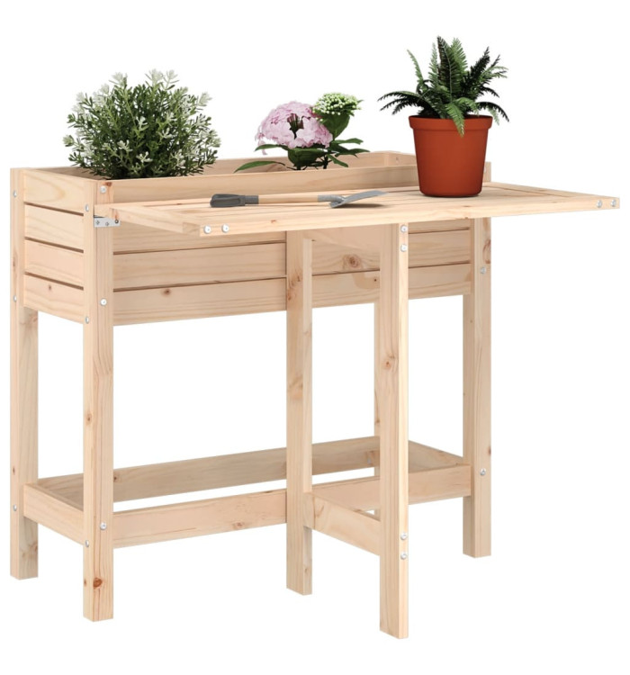 Jardinière avec dessus de table pliable bois de pin massif | Mobilier & Déco