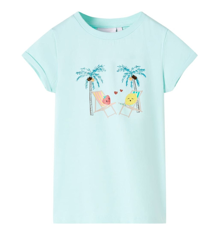T-shirt pour enfants aqua clair 128 | Mobilier & Déco