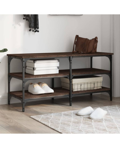 Banc à chaussures chêne marron 100x38,5x49 cm bois d'ingénierie | Mobilier & Déco