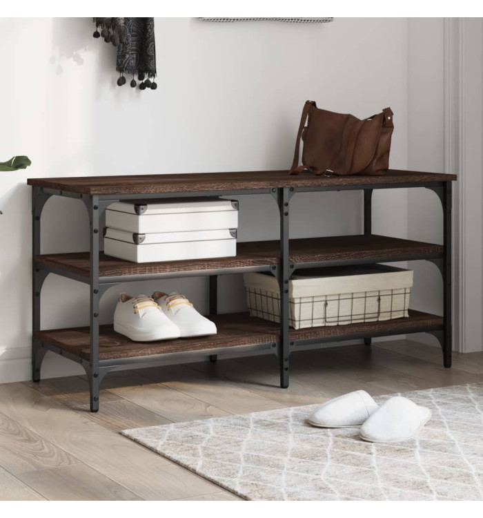 Banc à chaussures chêne marron 100x38,5x49 cm bois d'ingénierie | Mobilier & Déco