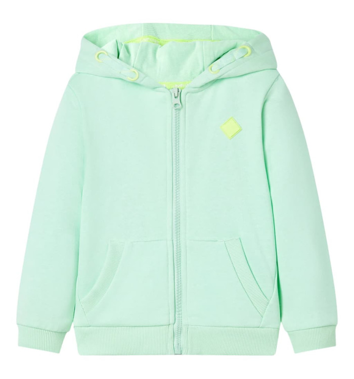 Sweat-shirt à capuche et fermeture éclair pour enfants vert vif 104 | Mobilier & Déco