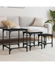 Tables basses gigognes 3 pcs noir bois d'ingénierie | Mobilier & Déco