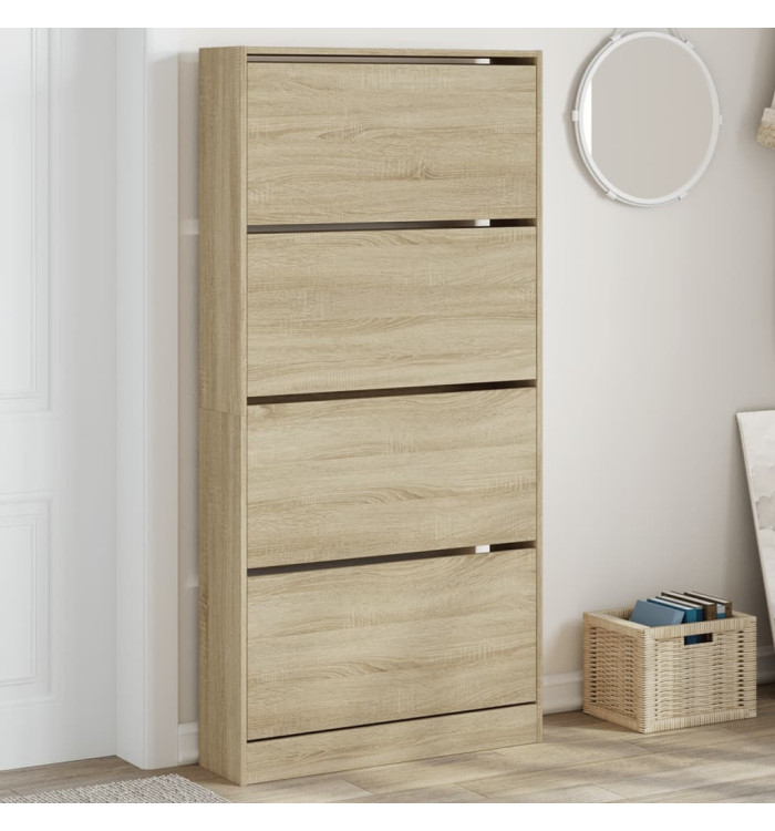 Armoire à chaussures 4 tiroirs rabattables chêne sonoma | Mobilier & Déco