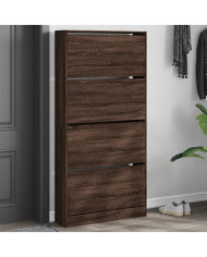 Armoire à chaussures 4 tiroirs rabattables chêne marron | Mobilier & Déco